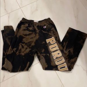 Bleach dyed Purdue sweatpants